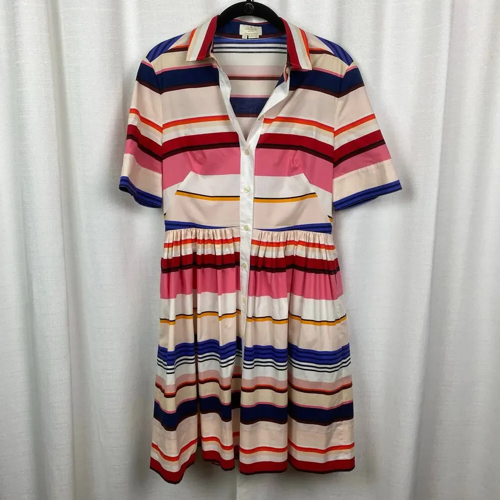 Kate Spade New York Spice Things Up Berber Stripe Shirt Dress Sz.4 - Picture 5 of 16